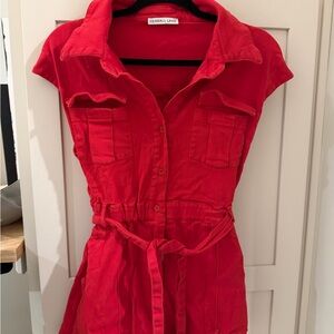 Kendall Lane Red Utility-Jump Romper